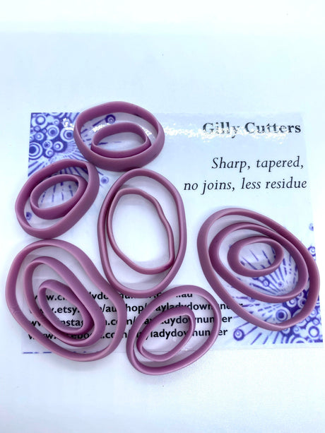 Resin Polymer clay cutters, precious metal clay, ceramic clay cutters, Gilly cutters (slumped ovals)