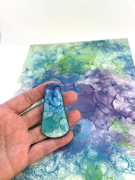 Blue, Green & Purple - Alcohol Ink Paper Transfer for Polymer clay, Suitable for Kato, Premo, Cernit, Fimo