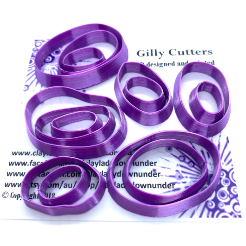 Polymer clay cutters | Organic Slumped Oval Shapes | Ceramic Clay | Clay Tools | Clay Supplies