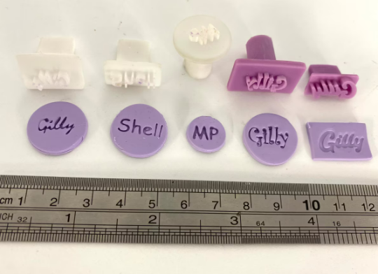 Personalised clay stamp used to stamp your brand or name or initials into clay.