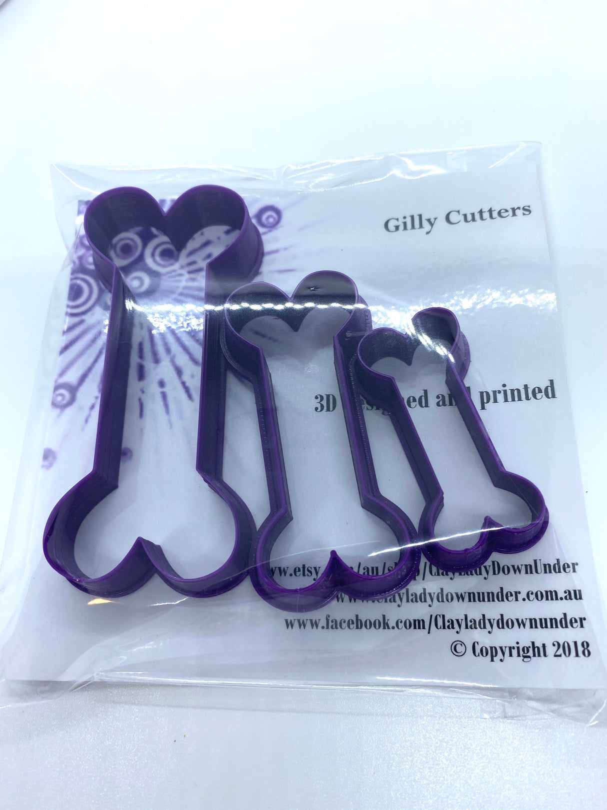 Polymer clay cutters, precious metal (PMC) and ceramic clay cutters, Gilly cutters (Doggie Bones)