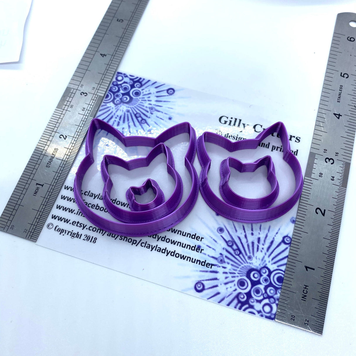 Polymer clay cutters, precious metal (PMC) and ceramic clay cutters, Gilly cutters (Cat Face)