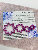 Resin Polymer clay shape cutters, precious metal, ceramic clay cutters, Gilly cutters (8 Point flowers)