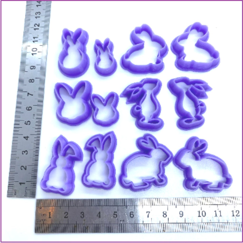 Resin Polymer clay shape cutters (Bunnies) precious metal, ceramic clay cutters, Gilly cutters