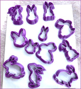Resin Polymer clay shape cutters (Bunnies) precious metal, ceramic clay cutters, Gilly cutters
