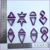 Polymer clay shape cutters (Paired Ear Rings) precious metal, ceramic clay cutters, Gilly cutters